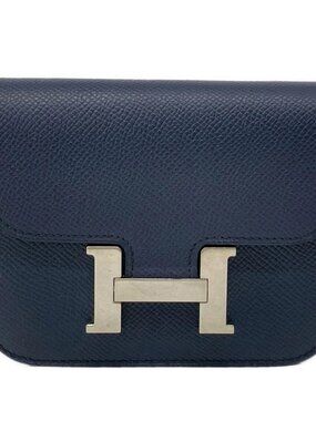HERMES Constance Slim Blue Indigo Veau Epsom B Other Style Wallet